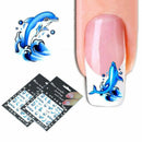 2PCS Nail Art Water Transfer Dolphin Animal Blue Sea Decor Manicure Stickers