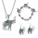 Fashion Jewelry Set Retro Animal Elephant Suit Crystal Necklace Earrings BraI5L1
