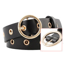 Women Leather Belt Round Metal Pin Buckle Circle Belts Fashion Punk for Wom
