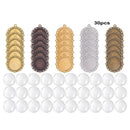30Pcs Oval Pendant Trays Bezel with Dome Glass Cabochon for DIY Jewelry M BVP