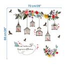 Flowers Birds Birdcage Stickers Decals Wall Art For HomeLiving Room`Bedroom A FT