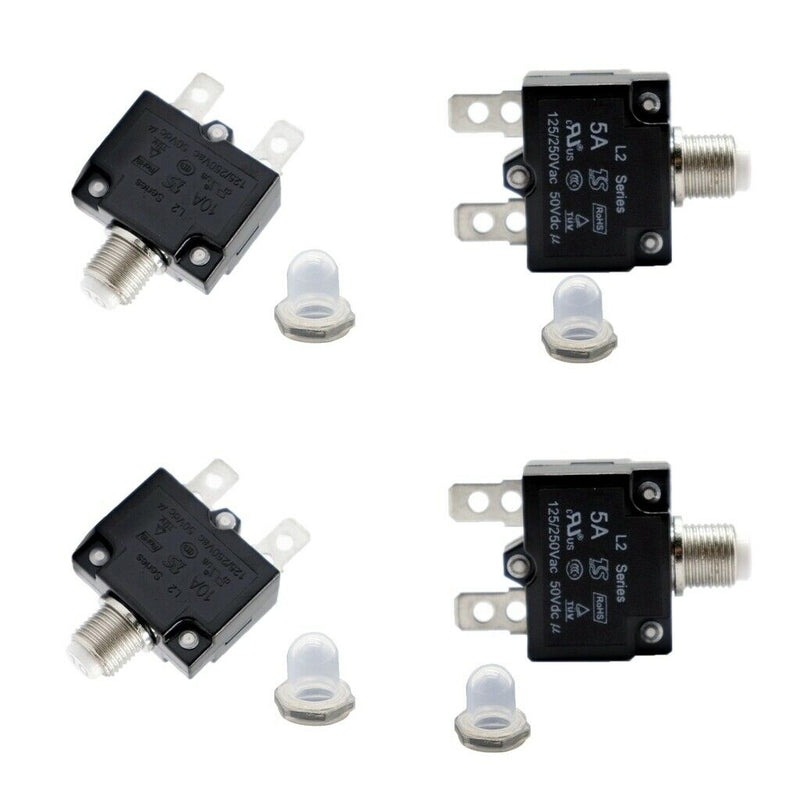 4Pcs 125/250V AC Push Button Circuit Breaker Reset Thermal Overload Switch