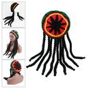 Knitted Reggae Cap with Dreadlocks Rasta Hat Jamaican Hat Dread Locks Black Hair