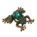Retro Green Crystal Rhinestone Frog Collar Brooch Pin Xmas Wedding Jewelry