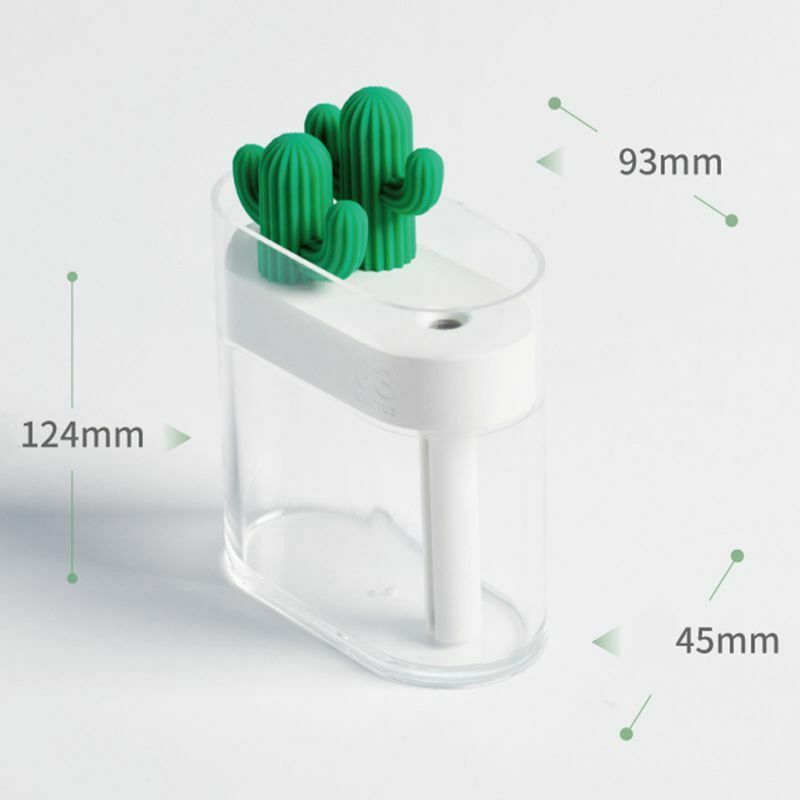 160ml Ultrasonic Air Humidifier Clear Cactus Color Light USB Essential Oil  S2U7