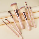 7pcs Mini Makeup Brushes Loose Powder Eyeshadow Beauty Tool (Light Brown)
