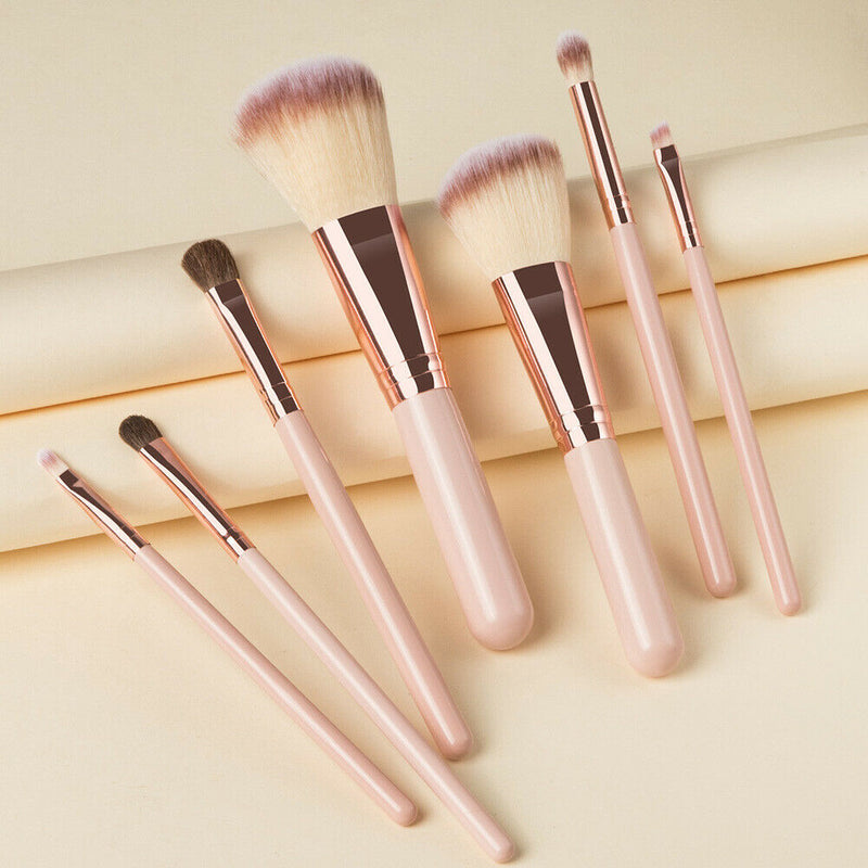 7pcs Mini Makeup Brushes Loose Powder Eyeshadow Beauty Tool (Light Brown)
