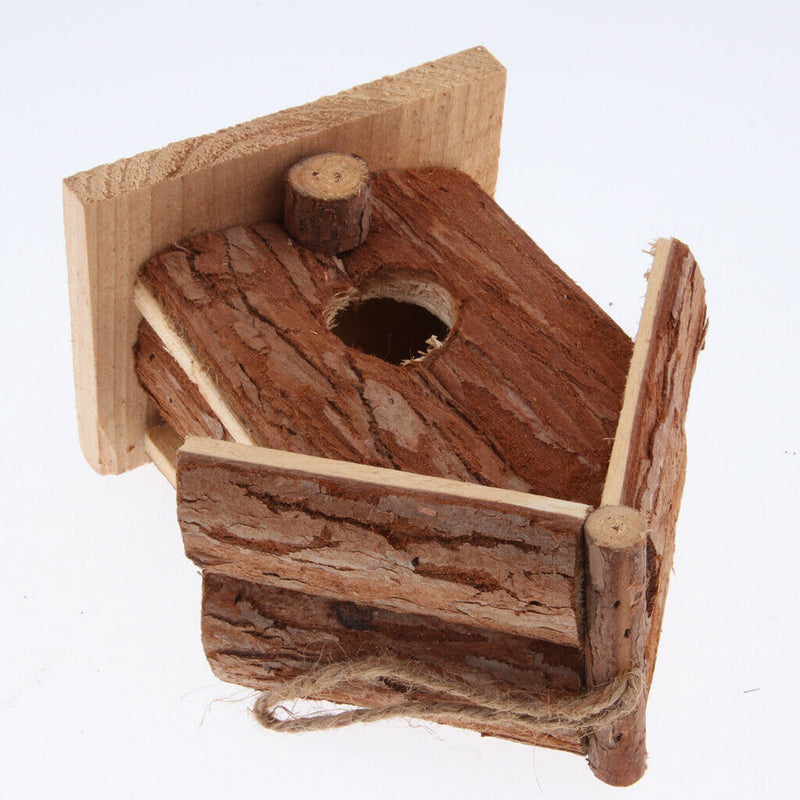Pack of 3 Rustic Hanging Wooden Birdhouse for Small Birds Outdoor Patio