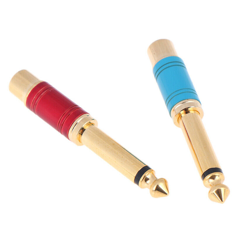 Nickel plating RCA Jack Audio Connector 6.35mm Mono Plug to RCA Speaker AdapteOZ