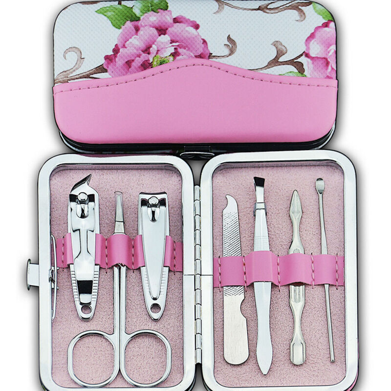 Nail Care 7pcs Cutter Cuticle Clipper Manicure Pedicure Kit Case Gift Set mt Gw