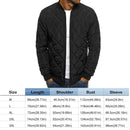Men Long Sleeve Diamond Stand Collar Winter Padded Jacket (Black L) A
