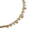 Women Clear Pink Brown Faux Crystal Beads Tinsel Narrow Hair Hoop Headband H1K1