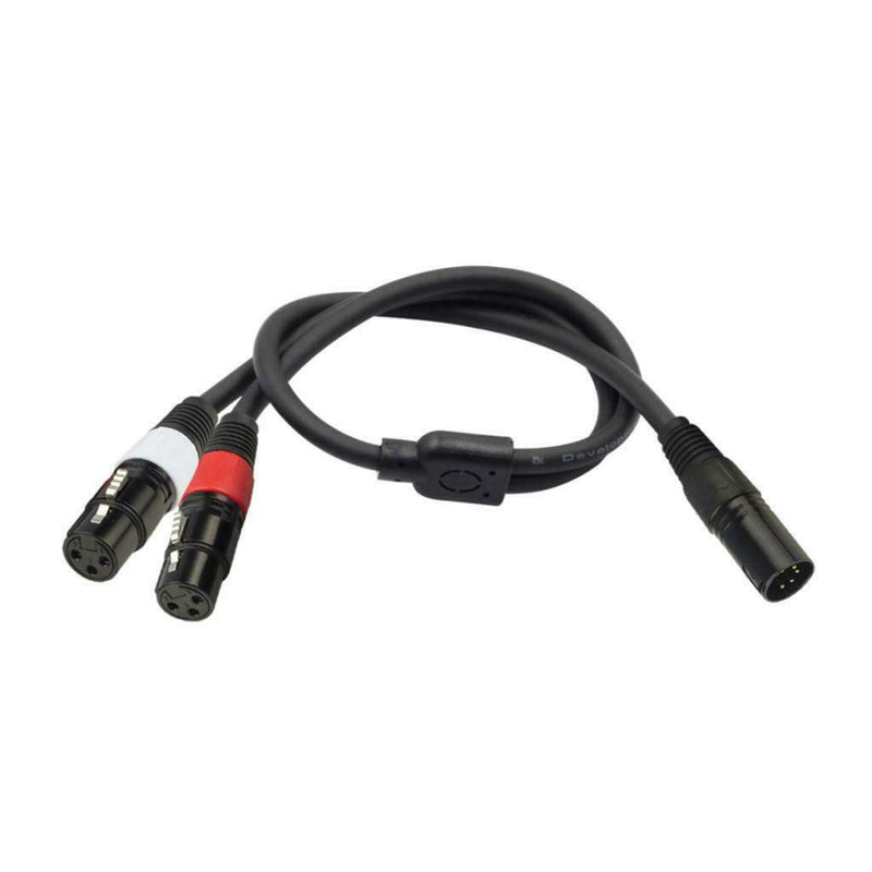 5Pin Male to Dual 3Pin Female 2CH Camera Audio Cable Flexible XLR Plug Lead