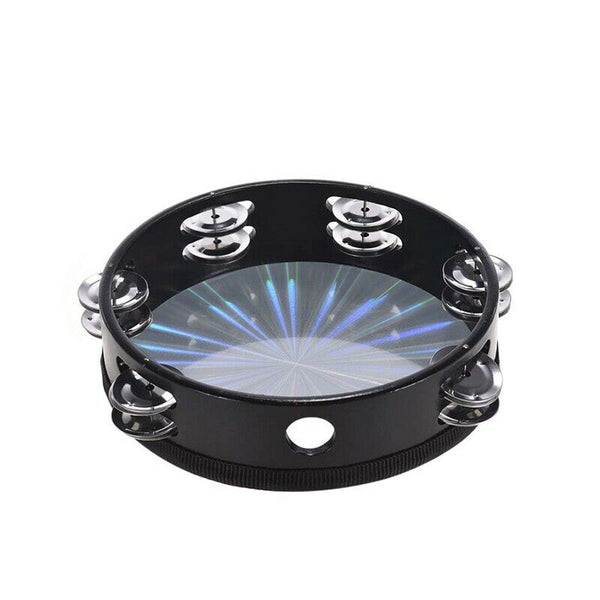 8 Inch Wooden Tambourine Handbell Hand Drum Reflective Head Percussion Inst