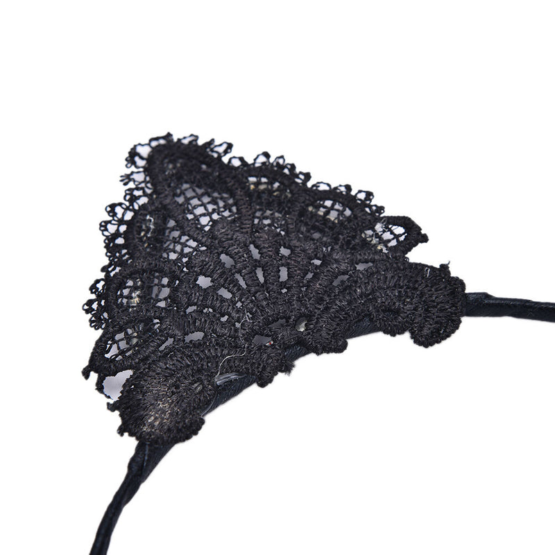 Women Girls Kids Cute Cat Kitty Costume Ear Party Lace Hair Head Band Prop J Gw