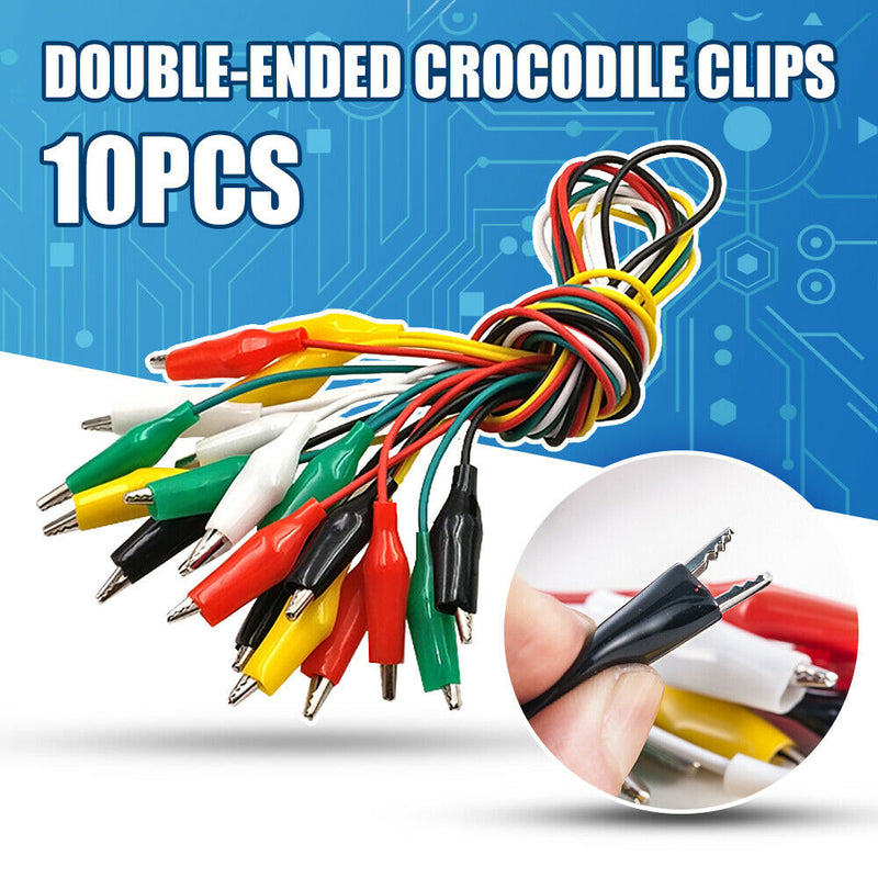 10Pcs Colorful Double Crocodile Clips Cable Alligator Clips Wire Testing Wire