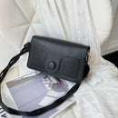 Retro Alligator PU Women Handbag Braid Strap Solid Shoulder Bags (Black)
