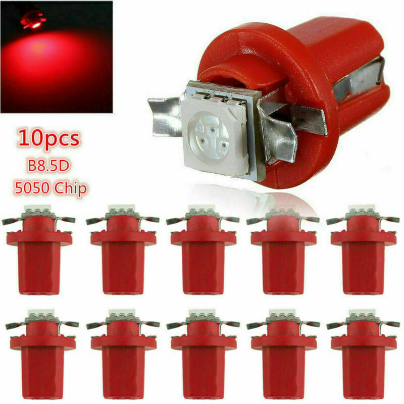 10X LED T5 B8.5D 5050 1SMD Dashboard Dash Gauge Instrument Interior Light Bulbs