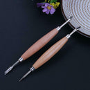 2pcs Wooden Handle Stainless Steel Pottery Shapers Carvers Clay Tools