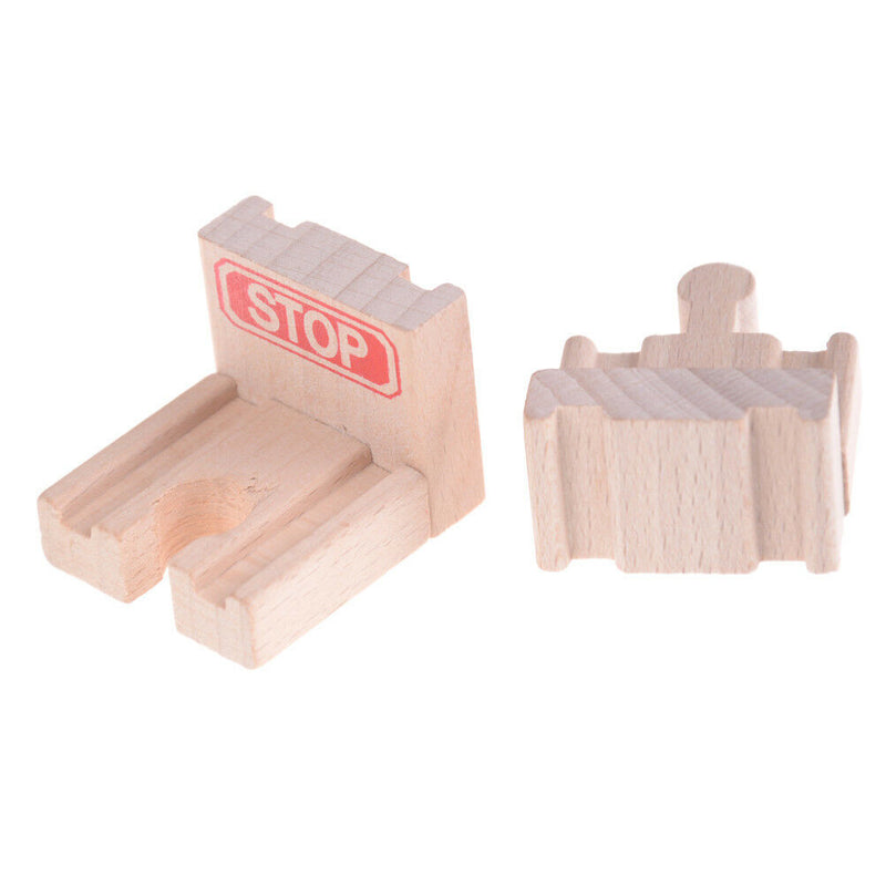 2pcs End Bumper Buffer Stop Set Wooden Railway Track Accessories Train Block â„–[