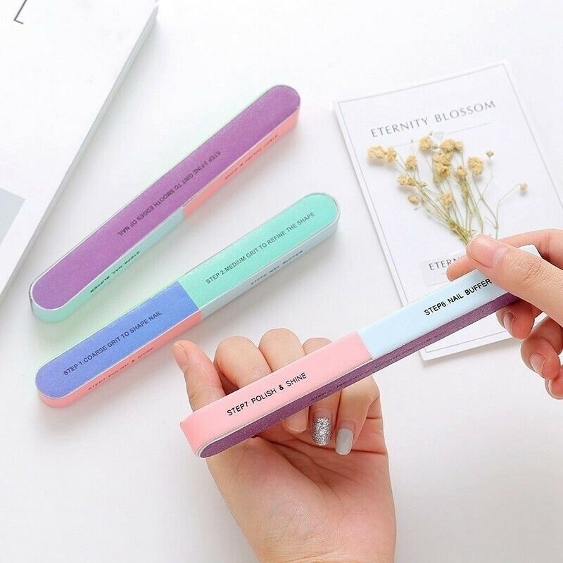 5Pcs/Set Seven-Sided Polishing File Nail Tool Creative Printing Nail File S C4Z7