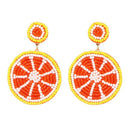 Hand-Woven Colorful Rice Beads Beaded Fruit Orange Pendant Earrings Fruit E
