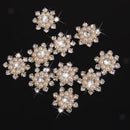 10pcs Crystal Pearls Flower Buttons Flatback Embellishment Craft Wedding DIY