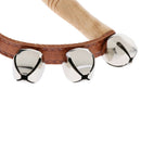 Wooden Handle Bell Shaker Sleigh Bells with Strap Shaking Percussion  10.8cm