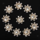 10pcs Crystal Pearls Flower Buttons Flatback Embellishment Craft Wedding DIY