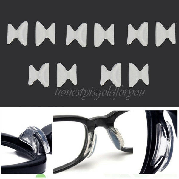 New Clear 5 Pairs Non-slip Silicone Air Chamber Nose Pads For Glasses Eyeglasses