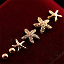 3pairs/bag Bright Starfish Shaped Earrings For Women Ear Stud Earings Jewelry JR