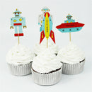 24pcs aviation robot rocket cake toppers favors cupcake toppers party decor LJ