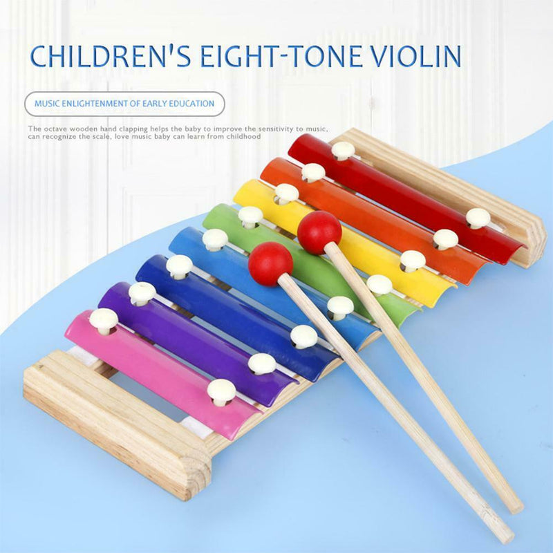 Small Wooden 8 Scales Octave Xylophone Percussion Instrument Education Toys A