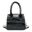 Retro Leather Women Shoulder Tote Bags Solid Mini Crossbody Handbag (Black)