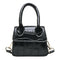 Retro Leather Women Shoulder Tote Bags Solid Mini Crossbody Handbag (Black)