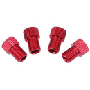 4pcs Presta to Shrader Bicycle Road Bike Valve Adapters Converters (Red)
