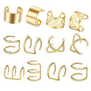 12 Pieces Modern Ear Cuff Non-Piercing Jewelry Earrings Women Unisex Golden