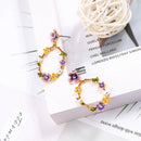Sweet And Lovely Colorful Flower Wreath Pendant Earrings Enamel Diamond Ear