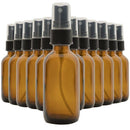 Set of 12, 2 Oz Amber Glass Spray Bottles for Essential Oils - with Fine Mi