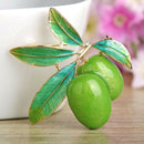Cute Green Fruit Brooch Plum Shape Enamel Corsages Pins Suit Coat Scarf Acc W1Z3