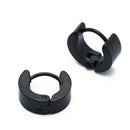 Pair Mens Hoop Huggie Earrings Titanium Steel 4mm x 7mm Black L8G3