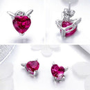Angel and Devil Pink Stud Earrings Women'S Heart-Shaped Jewelry Fashion Ear