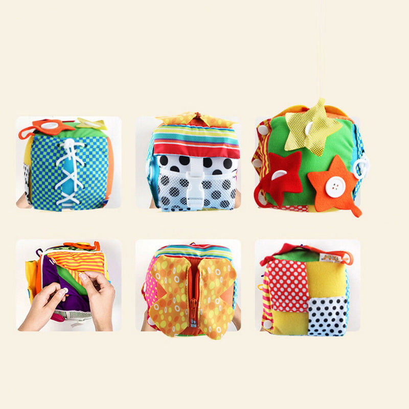 2Pcs Baby Basic Skills Learn To Dress 6 Puzzle Soft Cube Montessori Toys