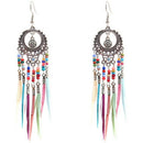 Long Tassel Fashion Feather Style Ethnic Boho Big Pendant Statement Earring