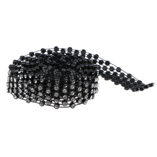 1 yd Black Rhinestone Beaded Ribbon Chain Trim Embellishment DIY Crafts 17mm