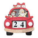 Wooden Christmas Calendar Pendant Santa Claus Driving Desktop Ornament Gift