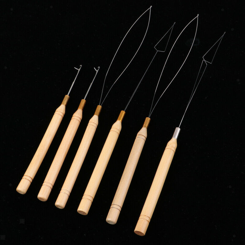 6Pcs Hair Extensions Loop, Micro Rings Links Beads  Threader Wire Hook