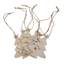 6pcs Mini Wooden Christmas Tree Pendants with Jute Rope Xmas Hanging Decor