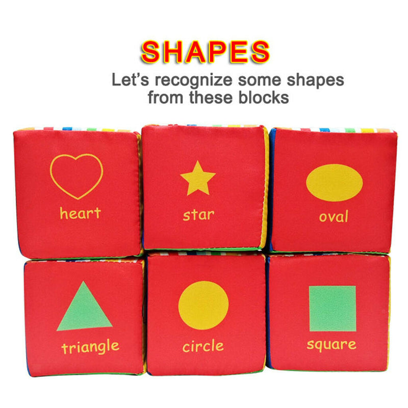 6pcs/set Baby Soft Blocks Infant Early Education Toys, Cloth Foam Grab and Stack