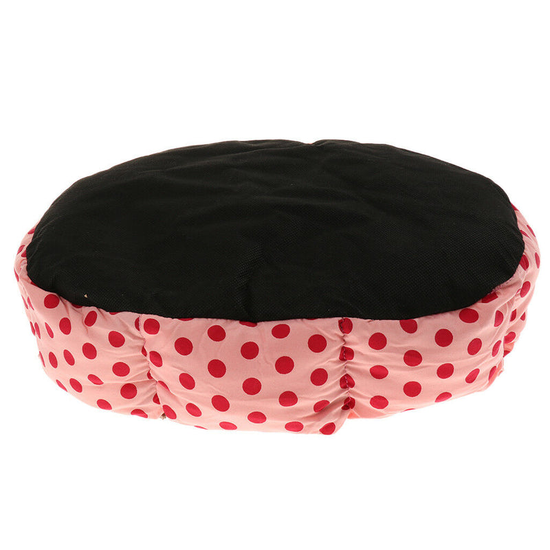 Soft and Comfortable Round Shape Dots Print Dog Cat Basket Bed Warm Nest